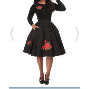 Collectif Retro Swing Circle skater Skirt With pockets! Vintage glam!